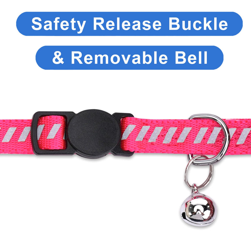 Pawtitas Reflective Cat Collar for Road Traffic with Safety Buckle and Removable Bell Cat Collar Kitten Collar Pink Cat Collar Reflective Traffic 🚦Pink - PawsPlanet Australia