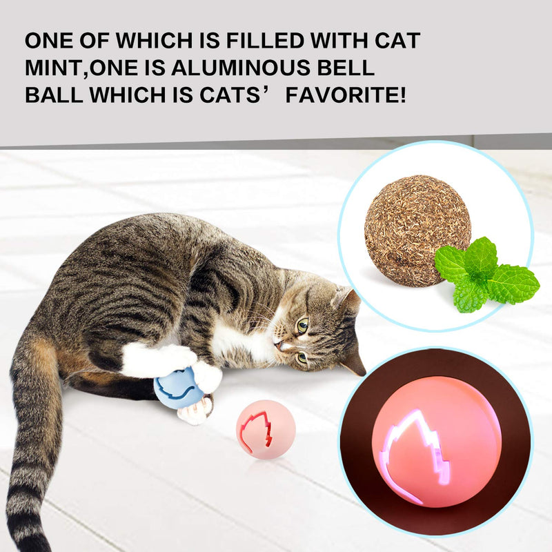 Cat toy self-employment, cat toy intelligence with glowing ball and catnip ball, cat toys with feather stick, cat toys kitten toy removable black and white - PawsPlanet Australia