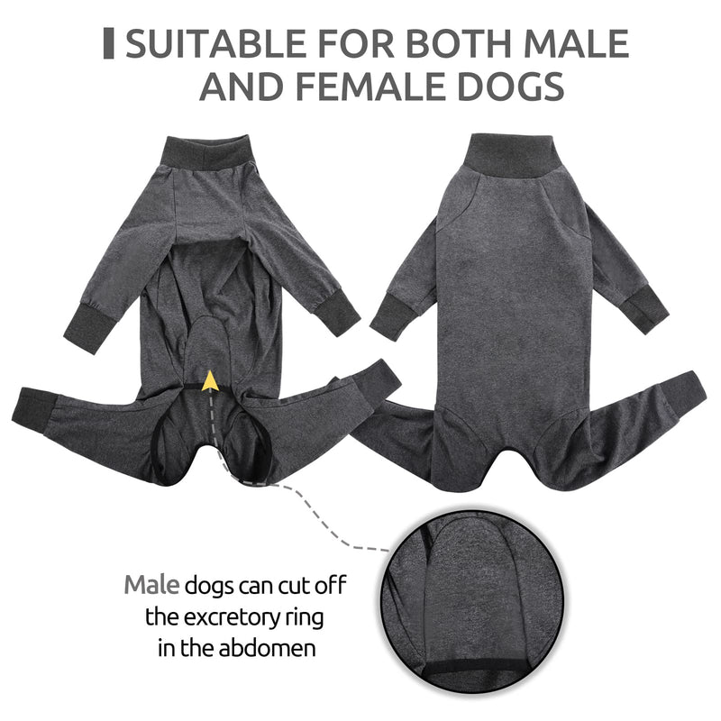 CITÉTOILE One-piece recovery suit for dogs, pet long-sleeved recovery suit after surgery, dog stomach wound protection suits, e-collar alternative, pet pajamas for large dogs, gray, 3XL - PawsPlanet Australia