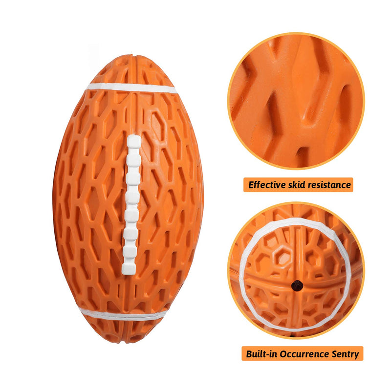 [Australia] - KOL Dog Toys Ball Pet Squeaky Toys Rubber Rugby Ball Interactive and Trainning Chew Toys Fetch Toy Ball for Dogs Orange 