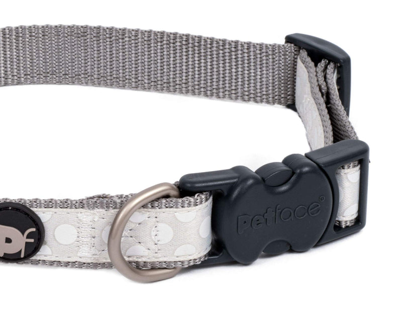 Petface Tonal Dots Print Dog Collar, Small, Light Grey - PawsPlanet Australia