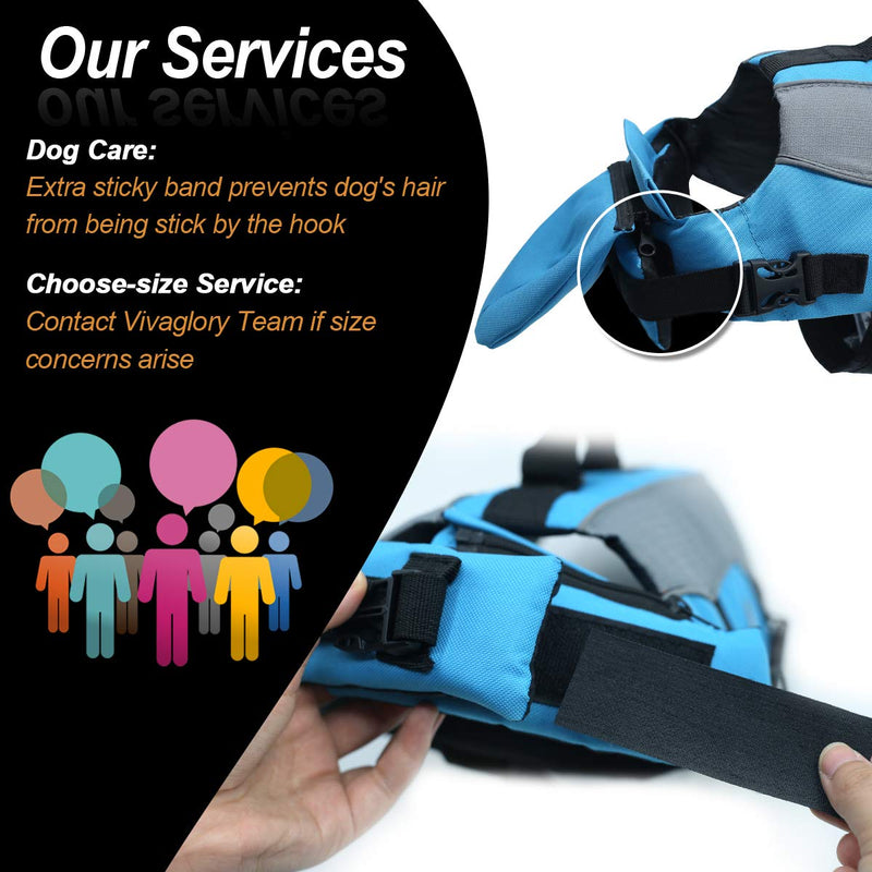 Vivaglory Dog Life Jackets with Extra Padding Pet Safety Vest for Dogs Lifesaver Preserver M:21-25 inch (Ribcage Girth) Blue - PawsPlanet Australia