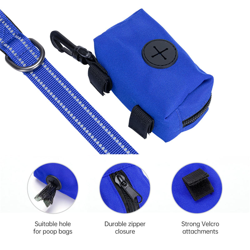 EXCELLENT ELITE SPANKER Reflective Nylon Dog Training Leash Strong Durable Dog Leash 5 Feet Long 1" Wide with Poop Bag Holder for Small and Medium Dogs（Blue）Blue 5.2FT*1'' - PawsPlanet Australia