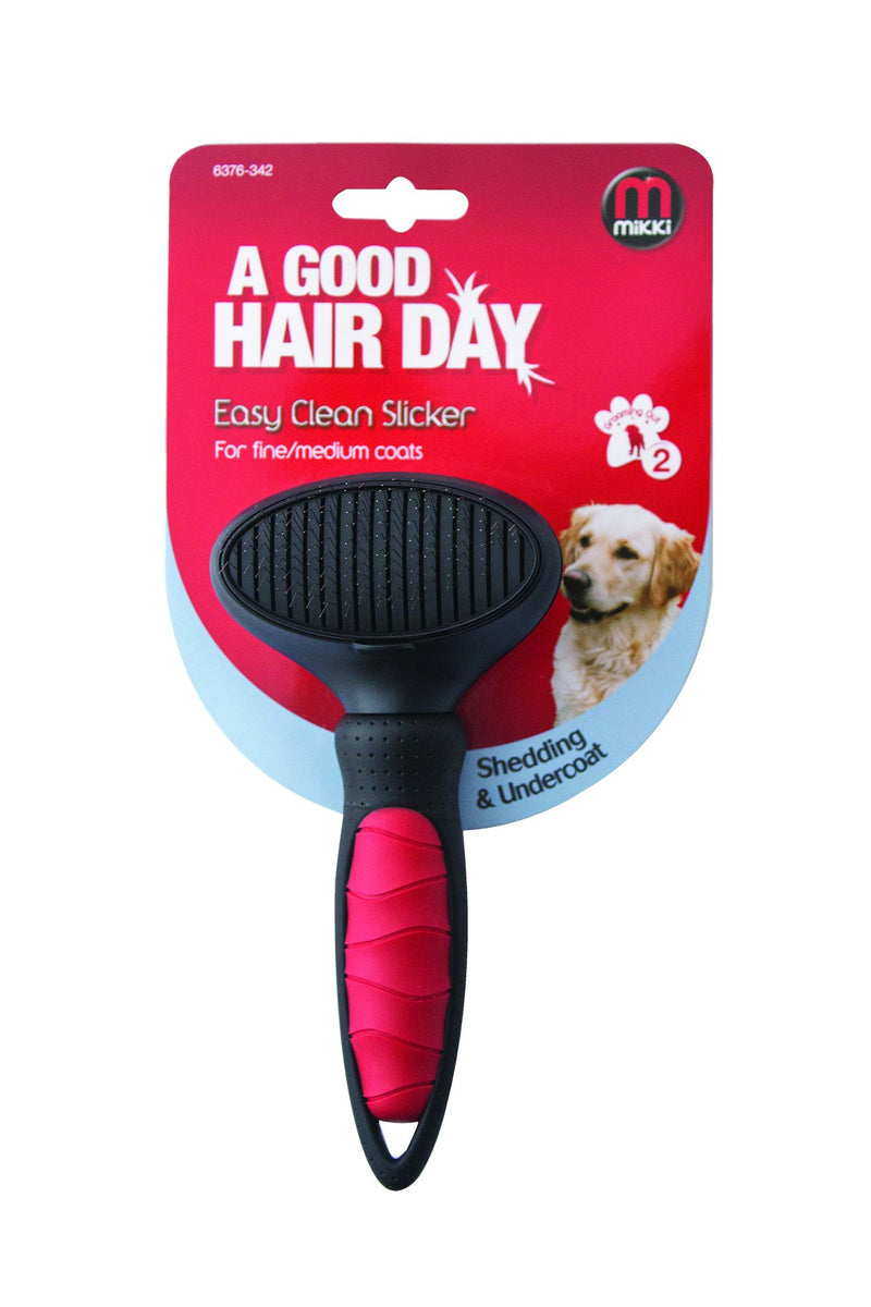Mikki Dog, Cat, Puppy Grooming Slicker Brush -Easy Self Clean -for Knots, Tangles -Sml-Med Pet-Small - PawsPlanet Australia