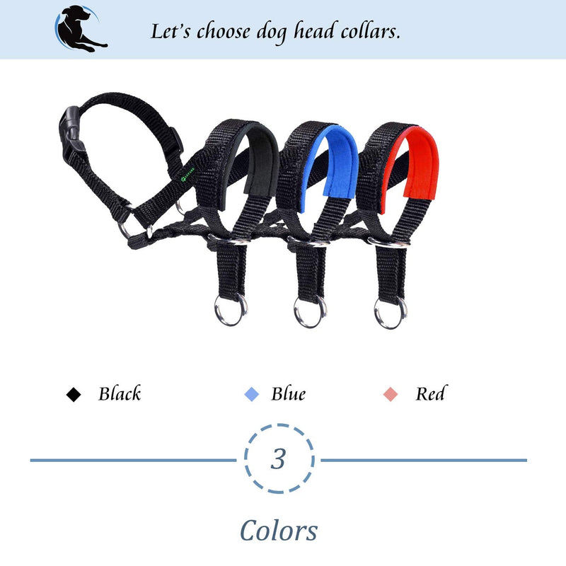 ILEPARK Dog Head Collar with Padded Fabric, Head Harness for Dogs, Anti pulling Head Halter Collar, Adjustable and Easily Control (S,Black) S Black - PawsPlanet Australia