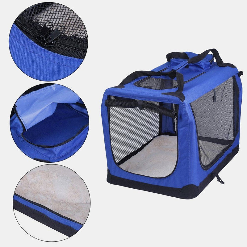 AVC Portable Soft Fabric Pet Carrier Folding Dog Cat Puppy Travel Transport Bag (Medium, Blue) Medium - PawsPlanet Australia