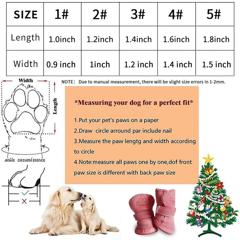 URBEST Dog Shoes with Hook Loop Closure Booties Pet Dog Chihuahua Shoes Boots, 4Pcs 1# Brown - PawsPlanet Australia