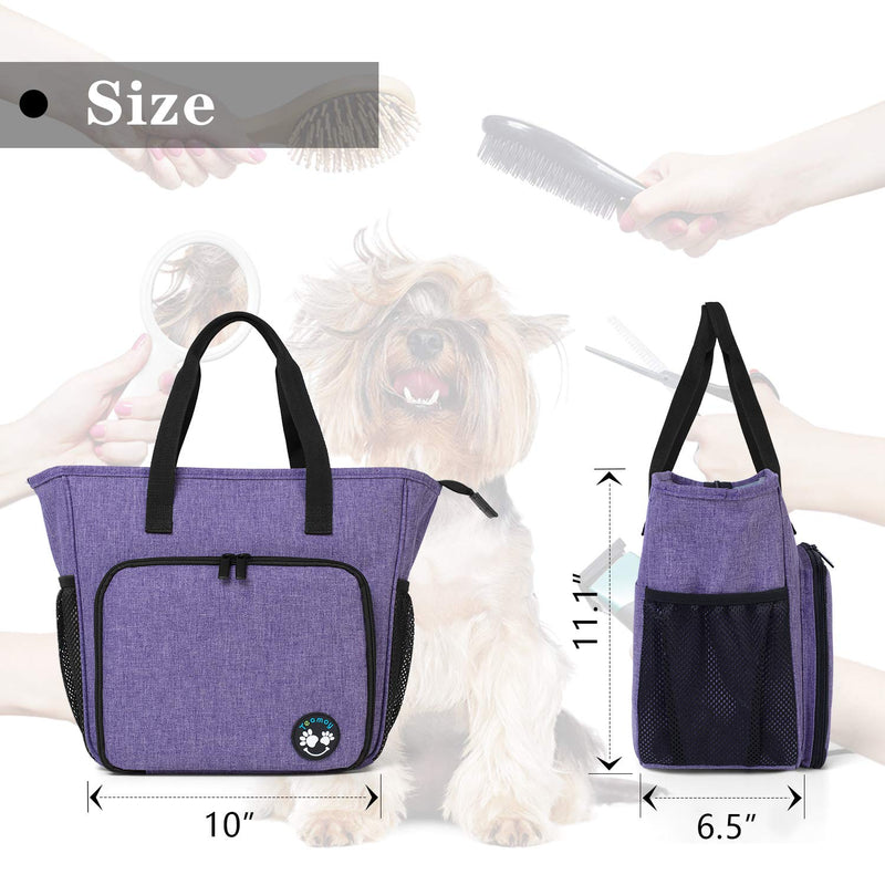 [Australia] - Teamoy Pet Grooming Tote, Dog Grooming Supplies Organizer Bag for Grooming Tool Kit and Dog Wash Shampoo Accessories(Bag ONLY) Purple 