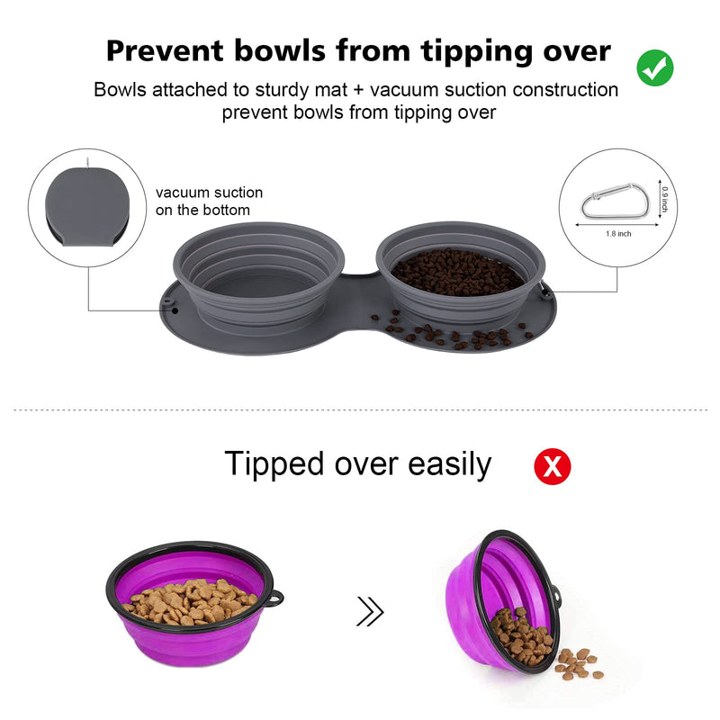 Portable Dog Travel Bowl with Measuring Cup and Spoon Set,Collapsible Dog Bowls for Food and Water Feeding,Dog Slow Feeder Bowl for Small,Medium,Large Size Dogs and Cats,Silicone Pet Travel Bowl - PawsPlanet Australia