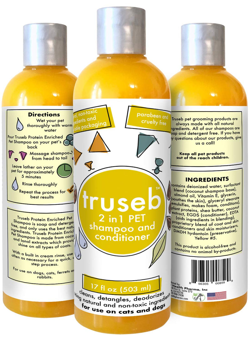 [Australia] - New Dog Shampoo and Conditioner, 2 in 1 Natural Dog and Cat Shampoo for Dry, Itchy Skin, Cleans, Conditions and Moisturizes with Almond Oil, Vitamin E and Shea Butter, No Harsh Soap or Parabens, Made 