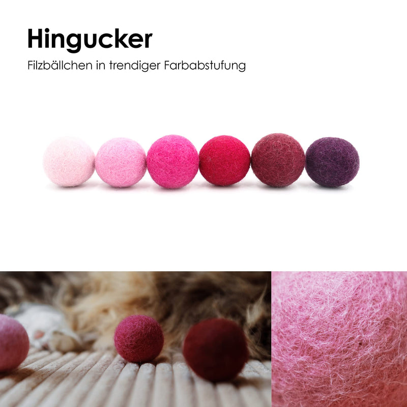 LucyBalu® felt balls for cats | Cat toys | Felt cat balls | Cat toys made from 100% wool I natural toys for cats | Play balls for cats fair from Nepal | 6 pieces| Magenta Viva Magenta - PawsPlanet Australia