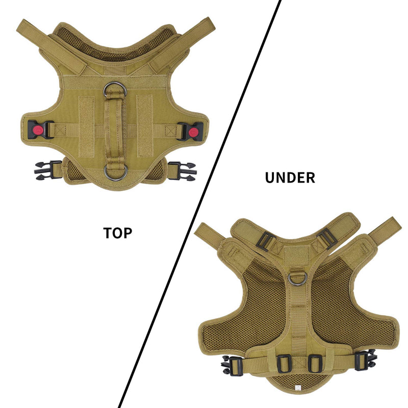 [Australia] - Mudinpet Tactical Dog Harness, Military Service Dog Vest for Small Medium Large Dogs, No Pull Escape-Proof Dog Utility Vest XS Chest 17.5-21in Khaki 