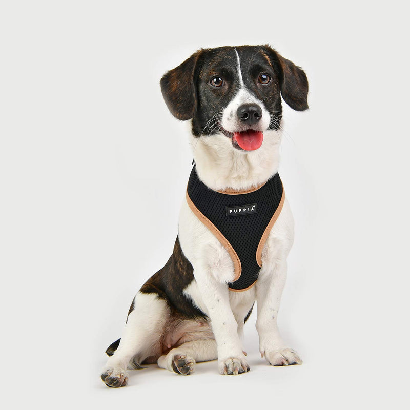 Puppia Soft Dog Harness II and adjustable harness for small or medium dogs Black L - PawsPlanet Australia