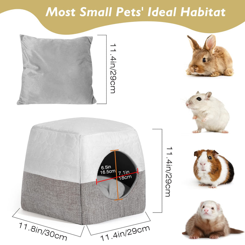 VavoPaw Guinea Pig Bed, 3-in-1 Small Animal Pets Houses Habitats Beds Warm Bunny Hideout Cave Accessory for Small Pets Hamster Chinchilla Ferret Rabbit Hedgehog Squirrel Gray - PawsPlanet Australia