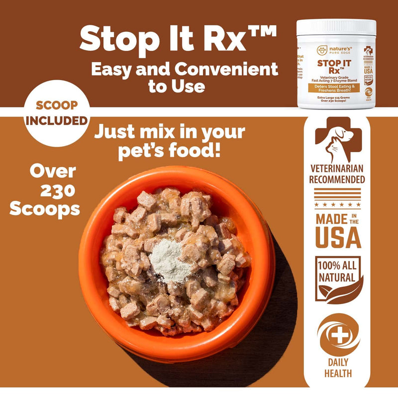 Nature's Pure Edge No Poop Eating for Dogs. Coprophagia Treatment. Digestive Enzyme with Breath Freshener. Stop Eating Poop for Dogs, Stool Eating Deterrent. Extra Large 230 Scoops in Each jar. - PawsPlanet Australia