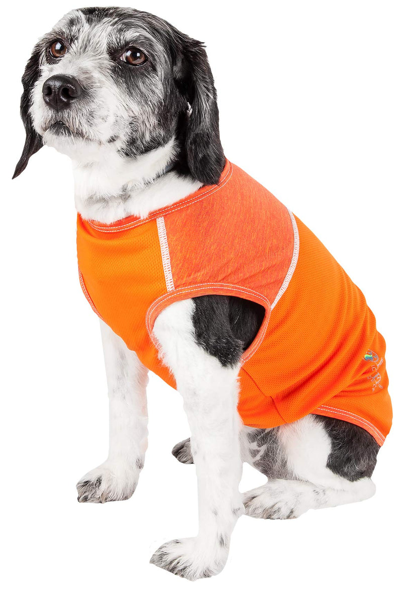 [Australia] - Pet Life Active 'Aero-Pawlse' Heathered Quick-Dry And 4-Way Stretch-Performance Dog Tank Top T-Shirt Small Orange 