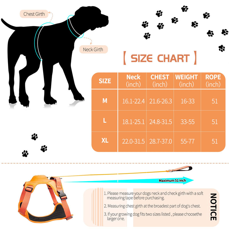 Dog Harness with Retractable Dog Leash in One, No-Pull Pet Harness with Adjustable Soft Padded Dog Vest 4.2 FT Auto Locking Dog Leash with 2 Leash Clips (L) L - PawsPlanet Australia