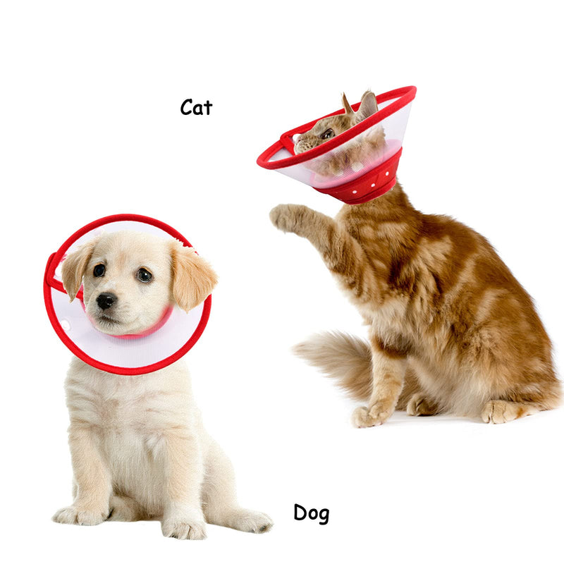 Neck Brace for Pets Protective Collar Cone Collars Soft Cat Protective Collar Neck Brace Anti Bite Cat Recovery Collar Adjustable Plastic for Puppies Small Dogs Kittens, 1-2kg Red - PawsPlanet Australia