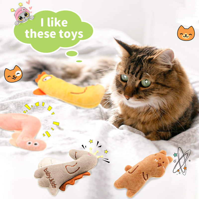 Zhanmai 10 Pieces Plush Cat Chew Toys Catnip Cat Toys Interactive Cat Catnip Toys Cute Entertaining Toys for Cat Pet Kitten Indoor Playing Teeth Cleaning Claw Grinding - PawsPlanet Australia