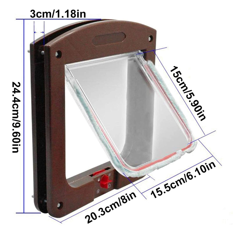 YBFBSJK Pet Mounting Door Wall Entry Cat Door Pet Tunnel Door Cat Flap Closure Cat Flap Inner Door 4 Way Manual Locking Cat Door Install Easily With Telescopic Frame For Cats Small Dogs Brown - PawsPlanet Australia