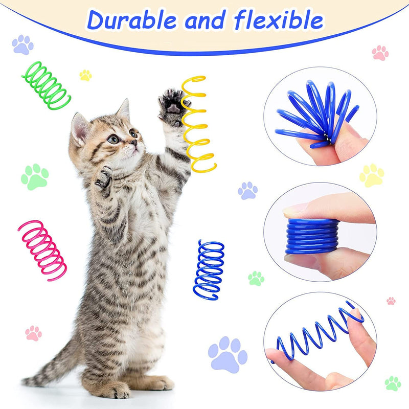 GEFIRE Pack of 40 Cat Toys Spiral 4.5 cm Cat Toys Spirals Plastic Spiral Cat Toys, Cat Toys, Interactive Cat Toys for Cats, Kittens, Pets (4 Colors) - PawsPlanet Australia