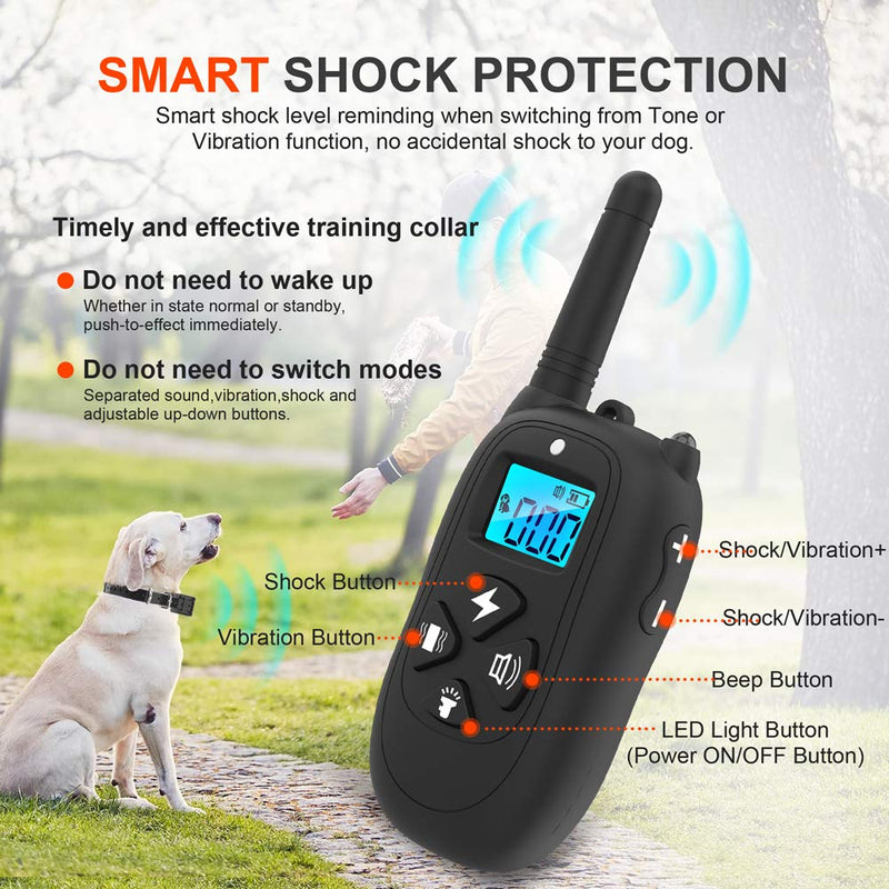 [Australia] - Vanleng Dog Training Collar with Remote 1800ft Rechargeable IP7 Waterproof Shock Anti Bark E-Collar Tone/Vibration/Shock Modes for Small Medium Large Dogs, NO Hurt For 1 dog 