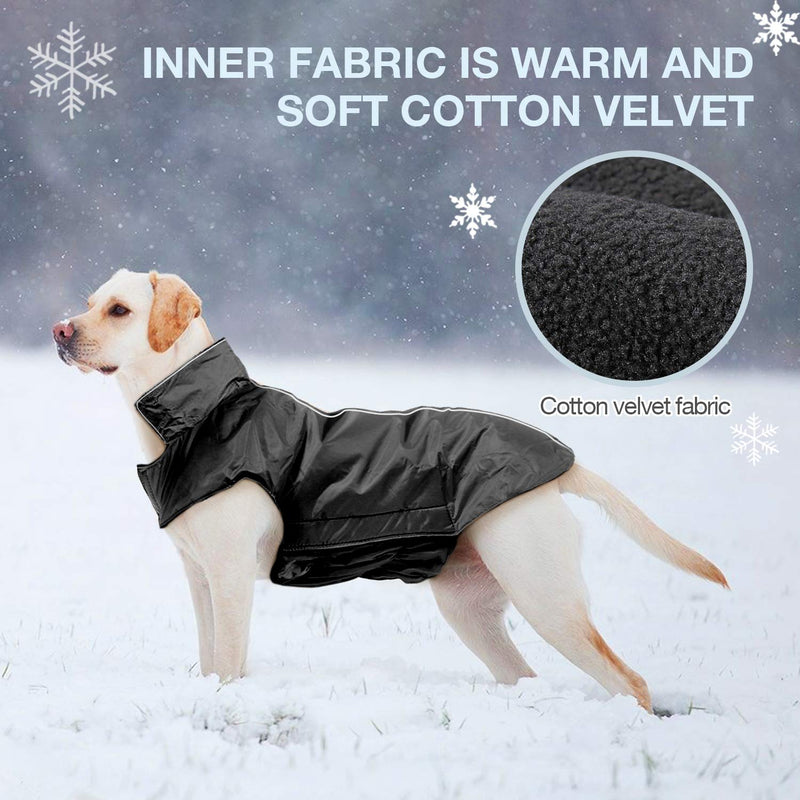 IREENUO Dog Raincoat, 100% Waterproof Dog Warm Coat for Fall Winter, Reflective Dog Jacket for Medium Large Dogs Black - PawsPlanet Australia