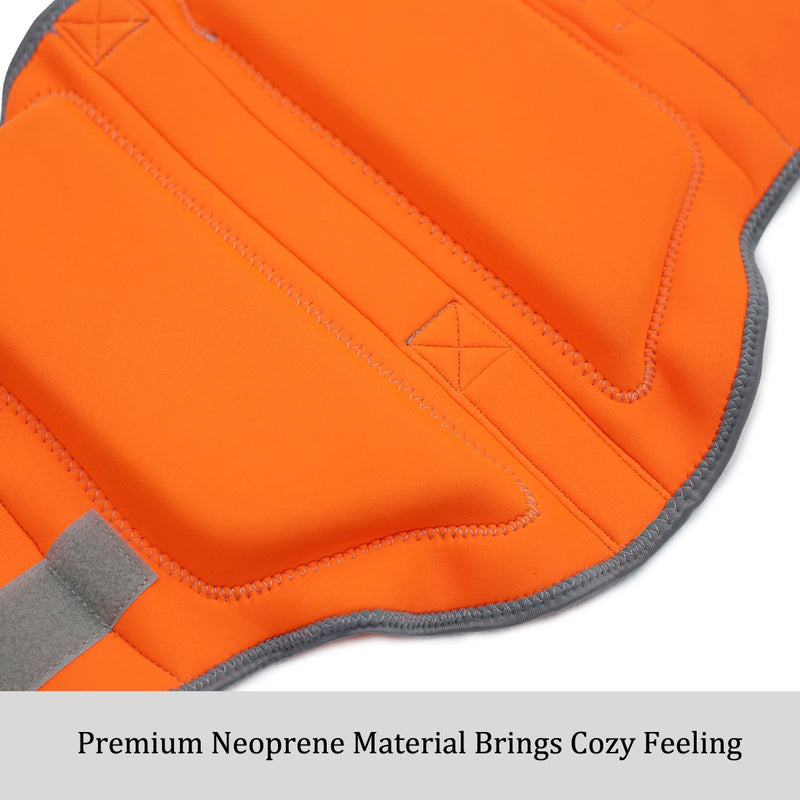 [Australia] - Vivaglory Dog Life Jackets, Premium Skin-Friendly Neoprene Dog Life Vest with Superior Buoyancy and Rescue Handle M: 19-23 inch (Ribcage Girth) Orange 