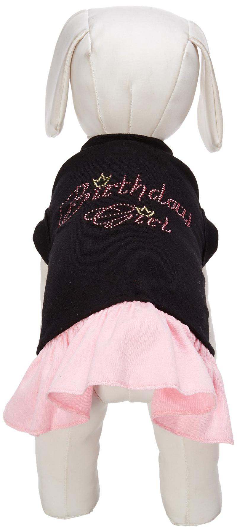 [Australia] - Mirage Pet Products 57-03 MDBKPK 12" Birthday Girl Rhinestone Dresses Black with Light Pink, Medium 