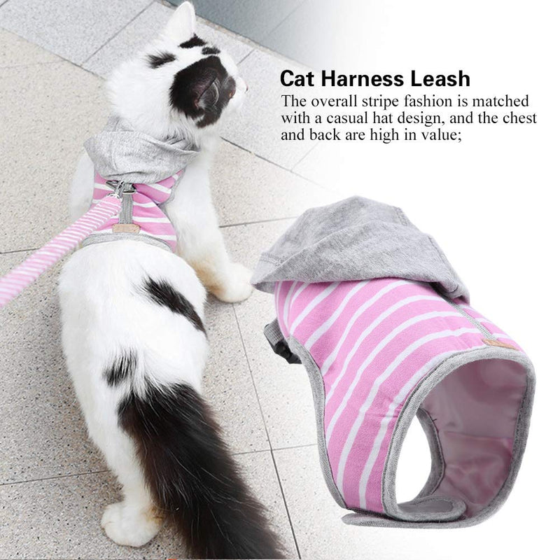 Cat Harness and Leash, Adjustable Escape Proof Cat Kitty Dog Harness Soft Breathable Hooded Cat Vest Harness and Leash Set Great for Walking(Pink S) Pink S - PawsPlanet Australia