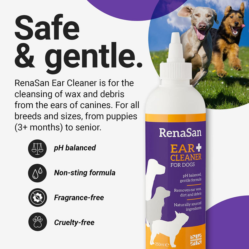 RenaSan Ear Cleaner for Dogs (250 ml) – Alcohol-Free, Natural Ear Cleaning Solution for Itching, Head Shaking, Odour, Ear Wax and Dirt - PawsPlanet Australia