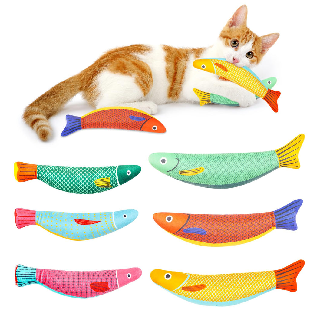 XLSXEXCL 6 Pcs Cat Fish Toy, Catnip Toys, Cat Chew Toy, Not Refillable Catnip Toy Chew Toys for Cats Cat Toys for Bored Indoor Adult Cats Fish Shape Release Catch and Bite - PawsPlanet Australia