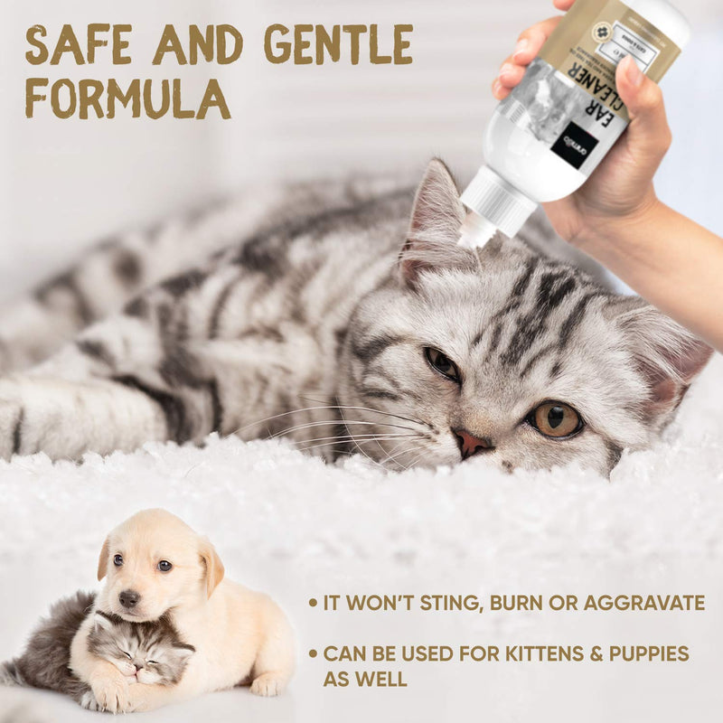 Animigo Cat & Dog Ear Cleaner Solution - 250ml - Anti-bacterial Dog Ear Drops To Stop Head Shaking, Waxy, Itchy & Stinky Ears - Natural Lavender Scent, Alcohol-free, Non-toxic Cat & Dog Ear Wash - PawsPlanet Australia