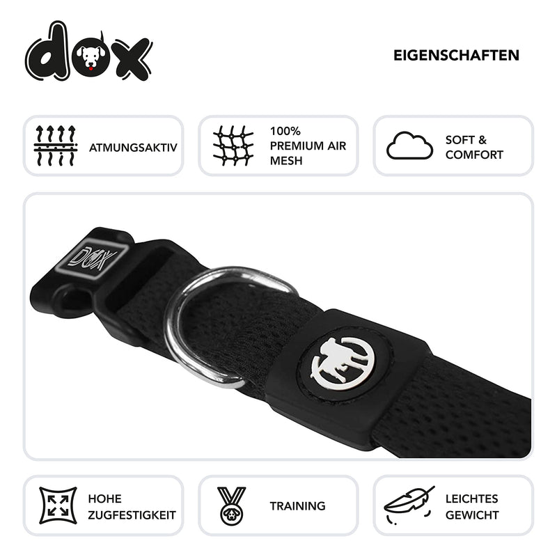 DDOXX Air Mesh Adjustable Padded Dog Collar | many colors | for small & large dogs | Collar Dog Cat Puppy | Dog collars | Cat collar puppy collar small | Black, LL - 3.2 x 45-68 cm - PawsPlanet Australia
