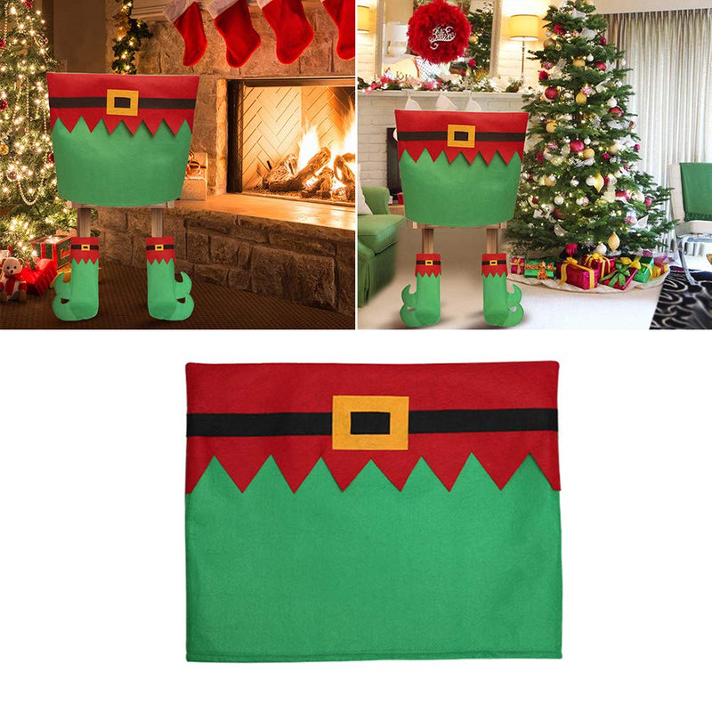 christmas Decoration christmas Theme Chair Cover Delightful Elf Dining Seat Back Slipcover for Dinning Room - PawsPlanet Australia