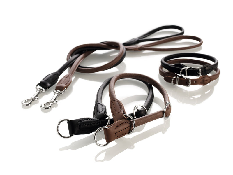 HUNTER Round and Soft Nickel Training Collar with Stop, 45 x 10 cm, X-Small, Nappa Brown - PawsPlanet Australia