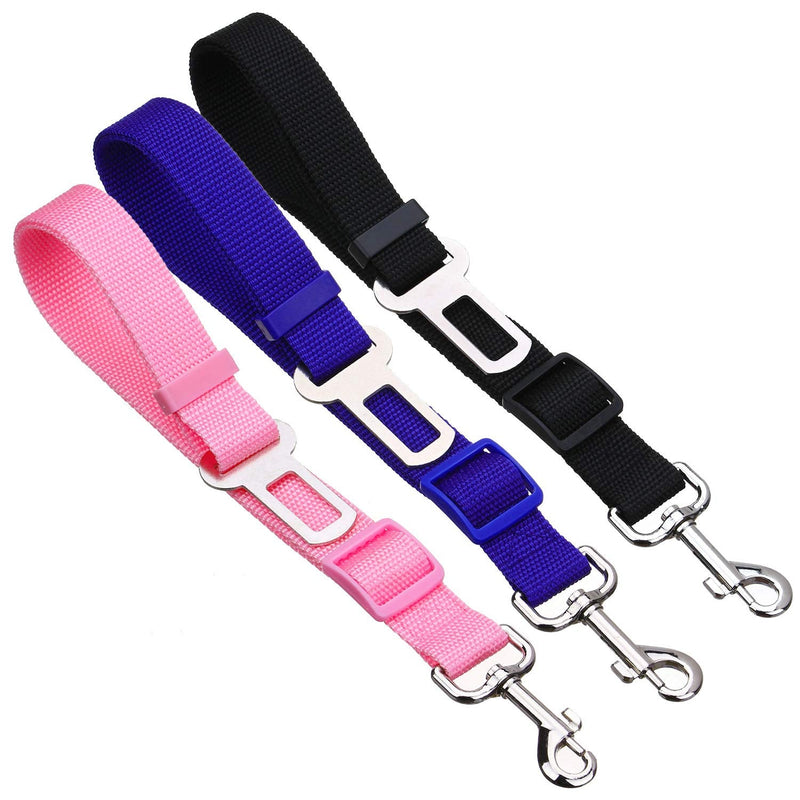Elisel 2 Packs Adjustable Length Pet Dog Cat car seat Belt Pet seat Belt Pet Accessories for Dogs Cats and Pets Black Pink - PawsPlanet Australia