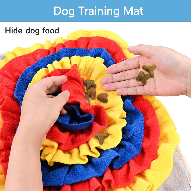 Nabance Pet Feeding Mat Snuffle Mat for Dogs Training Mat Puppy Soft Sniffing Pad for Dog Smell Foraging Skill Blanket Puzzle Toys Grey Blue Red - PawsPlanet Australia