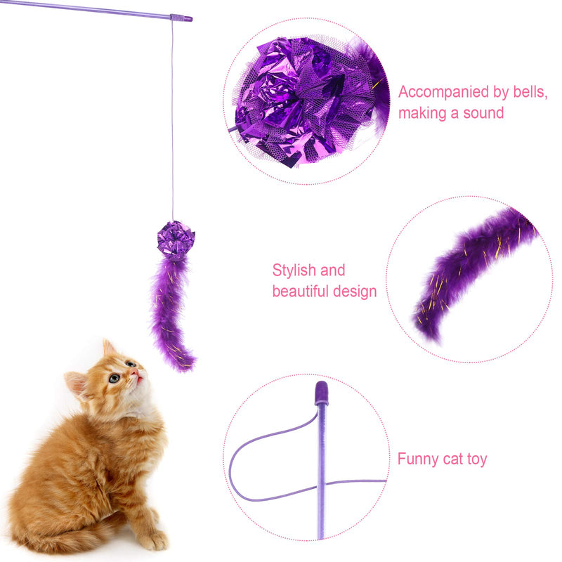Ujuuu 2Pcs Cat Toys Artificial Feather Teaser Wand Toy/Artificial Dragonfly Teaser Wand Toy with Bell Pet Funny Exerciser Interactive Play Feather Toys (Cat Feather Toys) - PawsPlanet Australia