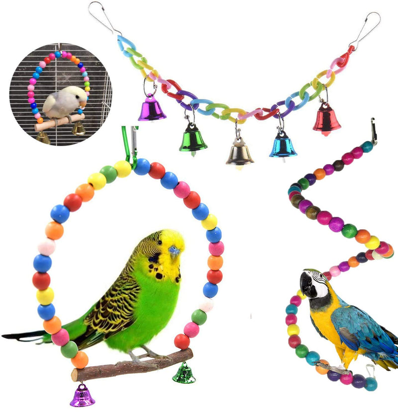 SLO 15 Packs Small Bird Parrot Swing Chewing Toys - Hanging Bell Birds Cage Toys Suitable for Small Parakeets, Cockatiel, Conures,Finches,Budgie,Macaws, Parrots, Love Birds - PawsPlanet Australia