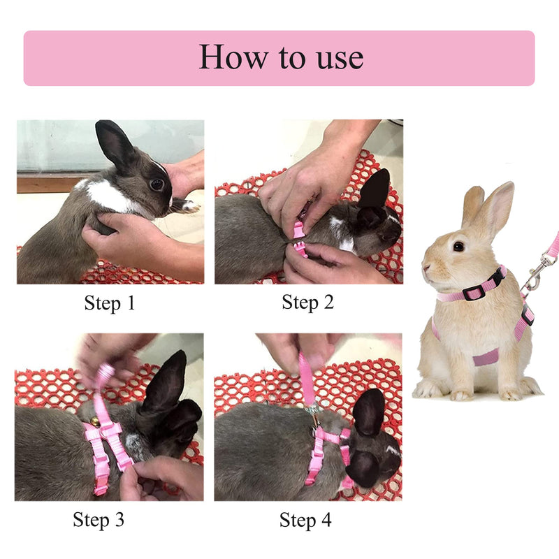 USHS Pack of 2 Pet Rabbit Harness, Rabbit Harness, Adjustable Jogging Harness, Cat Harness, Leash, Adjustable Rabbit Harness for Rabbits, Kittens, Puppies and Other Small Animals (Pink + Black) - PawsPlanet Australia