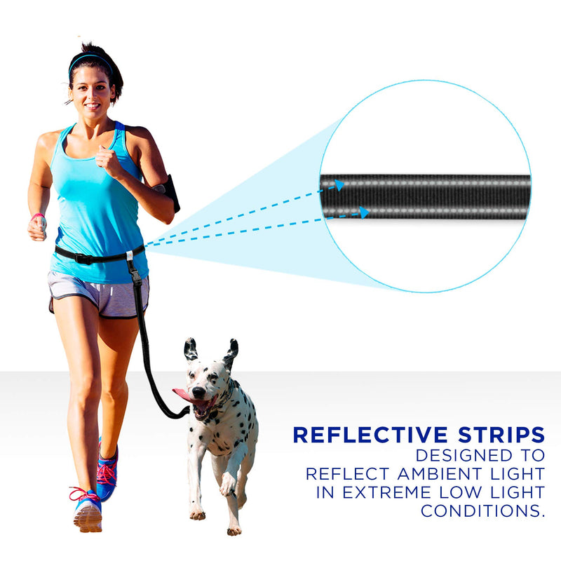 Pawtitas Running Dog Lead Hands Free a Reflective Running Lead with Adjustable Waist and 4 Feet Padded Lead for Running, Walking, Hiking, Puppy Training - Teal Dog Running Lead Hands free. M / L 120 cm Black ⚡🏃🏼‍♀️ Running Reflective - PawsPlanet Australia