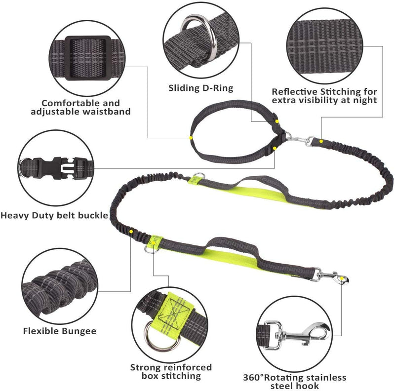 Pecco Hand Free Dog Lead, Dog Walking Belt Ajustable Dog Leash Waist Belt Pet Dog Leash Coupler Running and Jogging Lead Belt with Retractable Bungee - PawsPlanet Australia