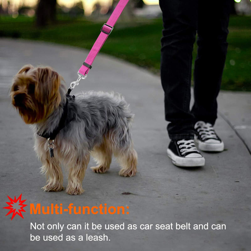 BWOGUE 2 Packs Dog Cat Safety Seat Belt Strap Car Headrest Restraint Adjustable Nylon Fabric Dog Restraints Vehicle Seatbelts Harness Pink - PawsPlanet Australia