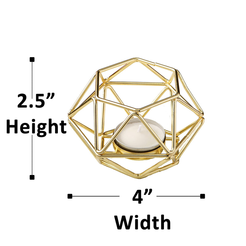 FASHIONCRAFT 8748-2 Gold-Tone Geometric Hexagon Tealight Candle Holders, Candle Wedding Favor, Candle Centerpiece, 4” Candle Décor – Set of 2 1 - PawsPlanet Australia