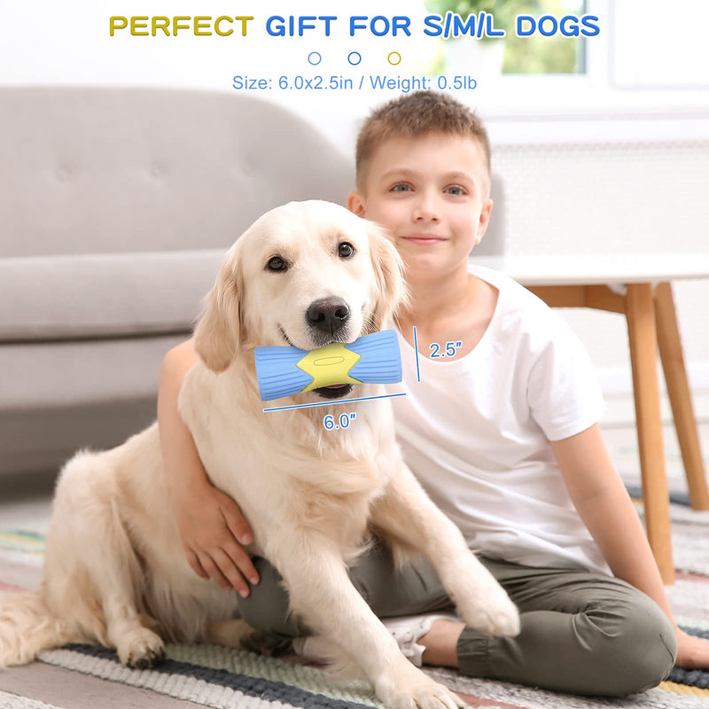 LUOAIYI Squeaky Dog Toys for Aggressive Chewers, Rubber Indestructible Dog Chew Toy for Aggressive Chewers Interactive Tough Durable Dog Chew Toys for Large Breed Medium Dogs(Blue) Blue - PawsPlanet Australia