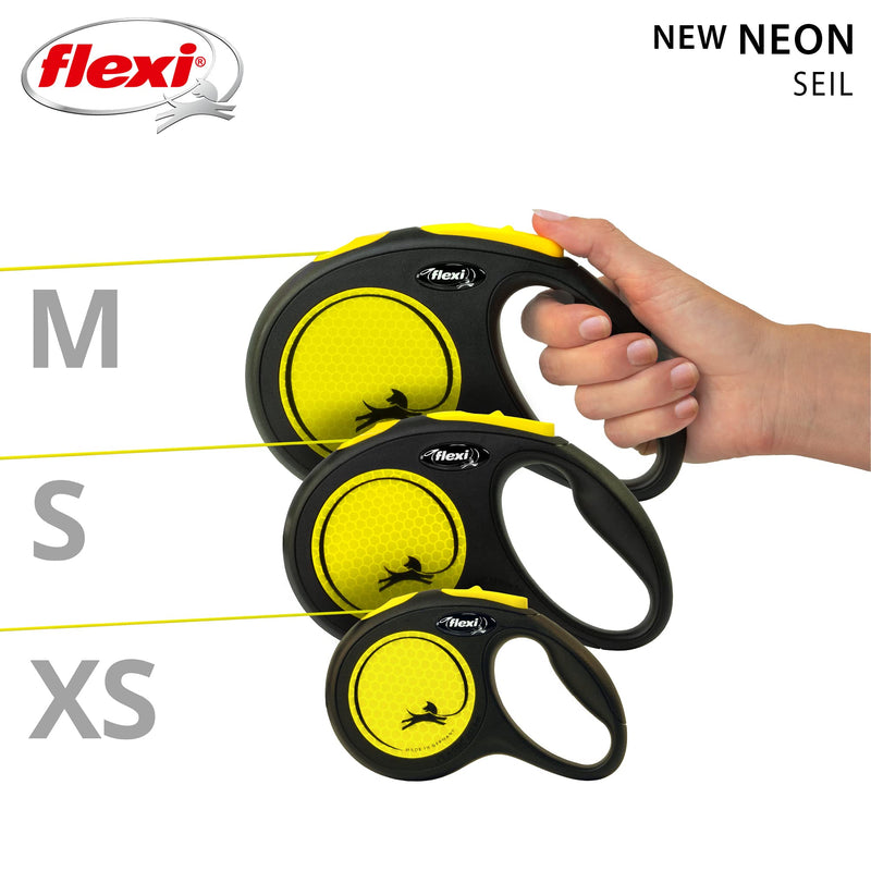 flexi NEON REFLECTANTE CORDON (S 5 METROS 12 KG), black/neon yellow S 5 m - PawsPlanet Australia