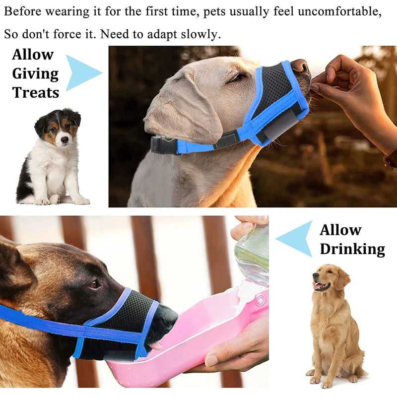 Dog Muzzle, Muzzle with Velcro Fastener, Soft, Prevents Biting, Safe, Breathable Barking and Chewing, with Adjustable Loop, Breathable Mesh - Black, M - PawsPlanet Australia