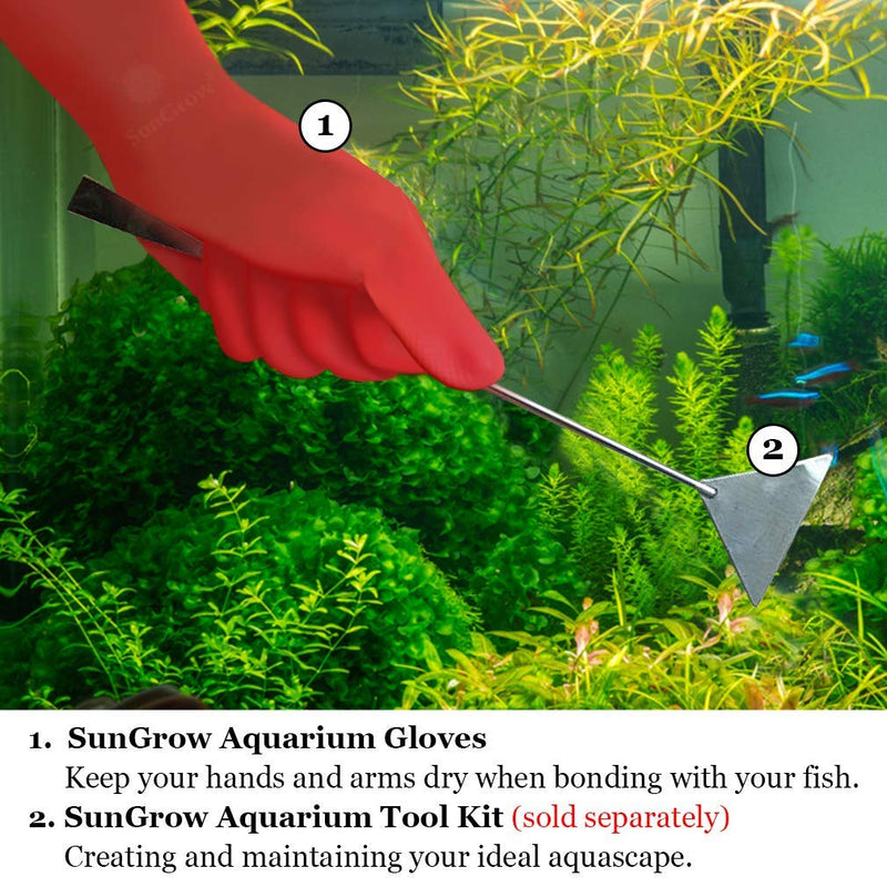 SunGrow Rubber Aquarium Gloves, 22” Long Latex Gloves Keep Hands and Arms Dry, Waterproof, Comfortable Medium Size Gloves, Elastic Band Holds Tight, Practical for Aquarium and Household Use - PawsPlanet Australia