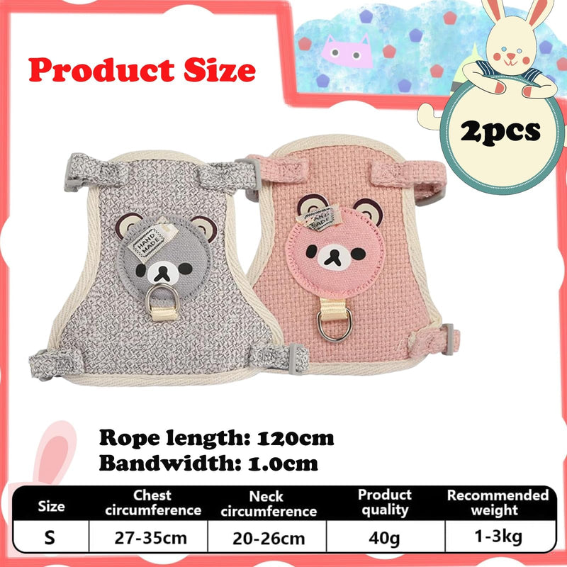 Rabbit Leash Dwarf Rabbit, Pack of 2 Adjustable Leash for Rabbits, Breathable Vest Harness, Rabbit Harness, Rabbit Harness, Rabbit Harness for Small Animals, Rabbit, Hamster, Cat, Outdoor - PawsPlanet Australia